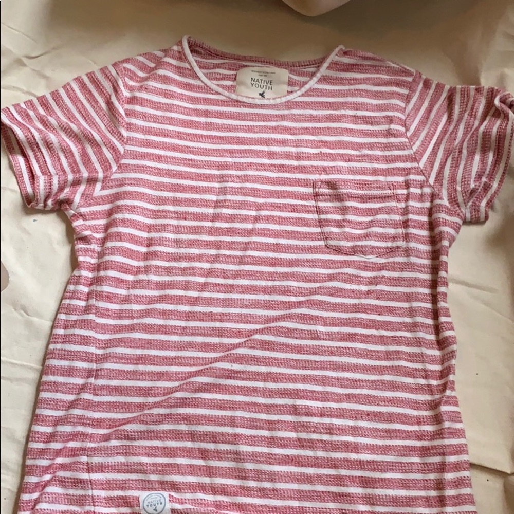 red and white striped linen tee